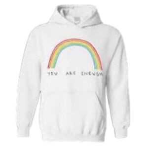 ❤️ You Are Enough Rainbow Inspirational Sweater Hoodie NWOT